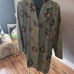 CAbi Blue and Brown Blazer with Military-Inspired Design